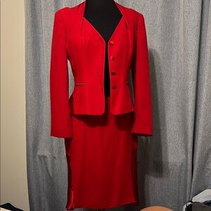 Elegant Red Skirt Suit Set